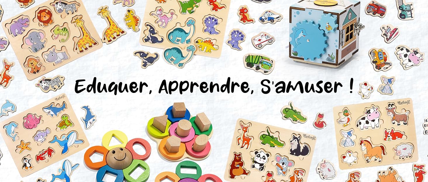 Jouet en bois, jouet enfants, puzzles, planche occupée