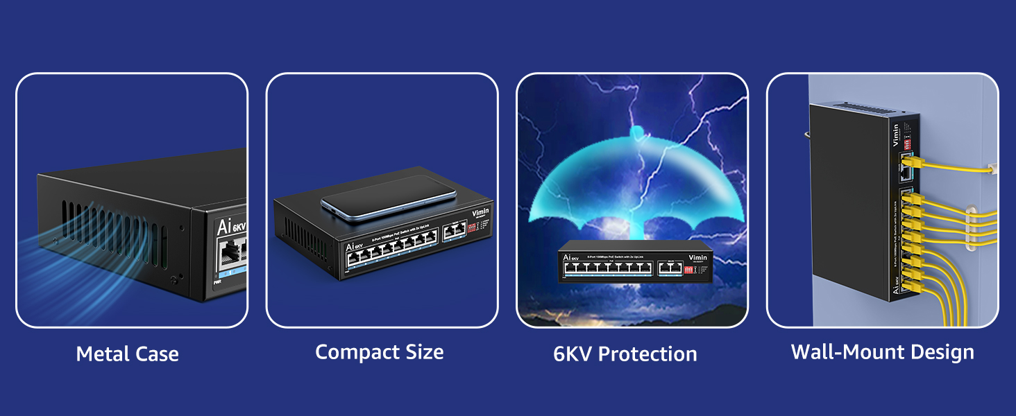 8 port fast ethernet 100Mbps PoE Switch