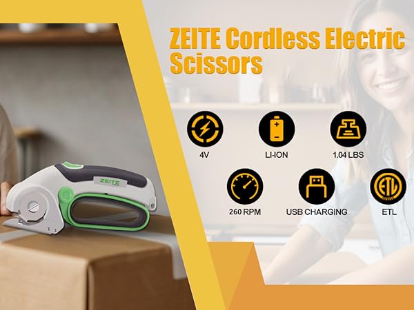 ZEITE 4V Cordless Electric Scissors Cardboard Cutter with 1