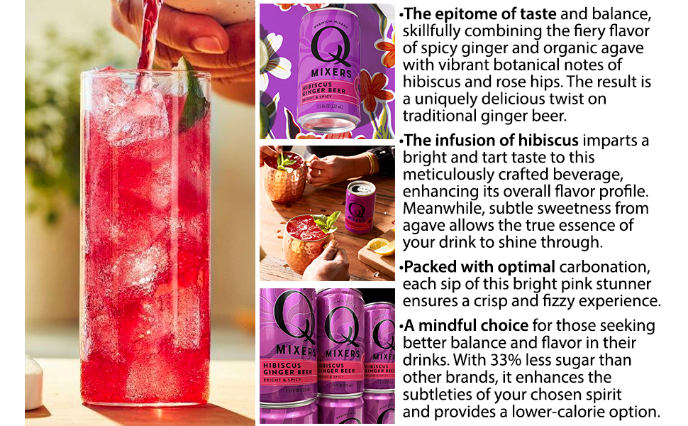 Q Mixers Hibiscus Ginger Beer Premium Cocktail Mixer Made