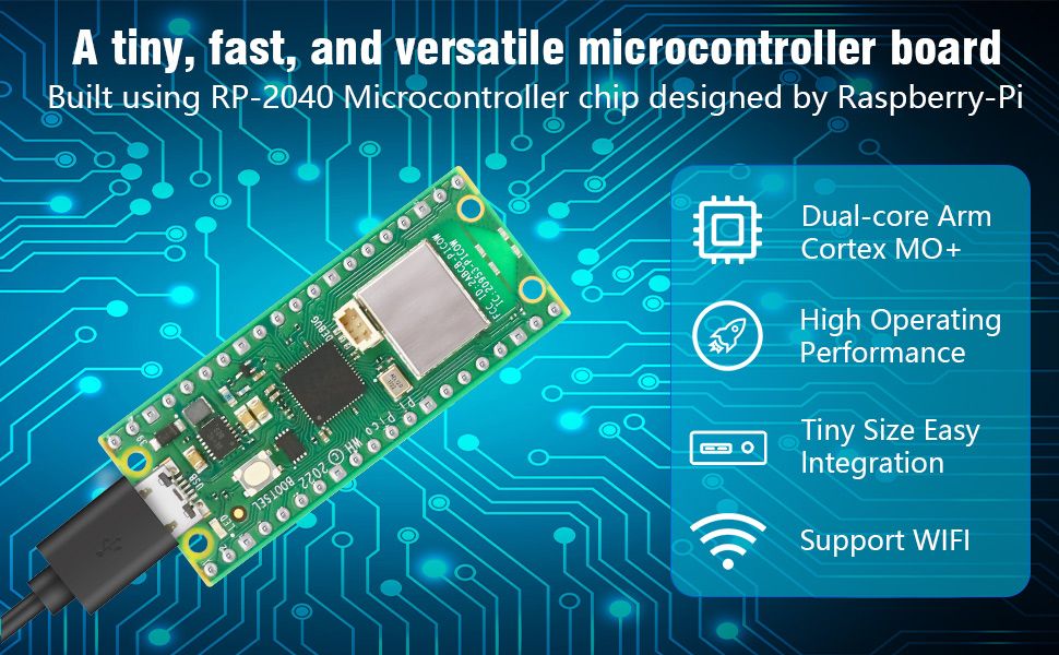 Pi Pico W Raspberry-Pi-Pico W Board with WiFi, RP2040 Microcontroller ...