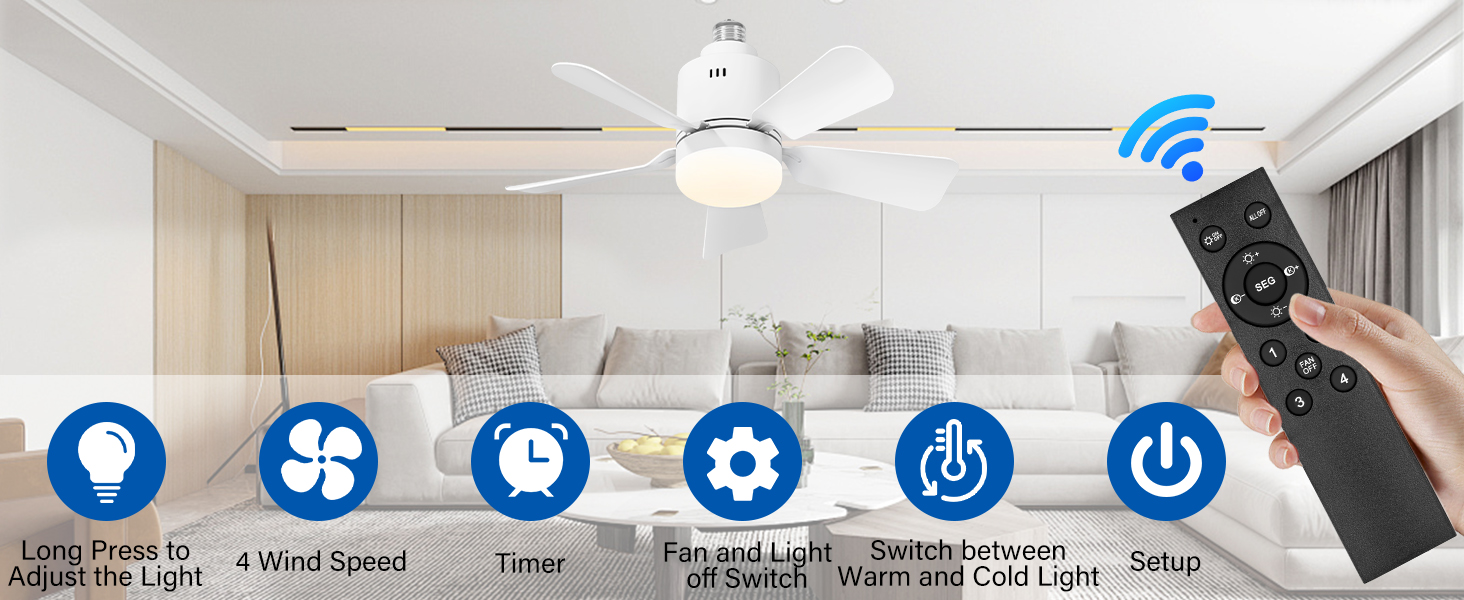 Smart Ceiling Fans with Lights, WiFi Ceiling Fans with Lamps Compatible with Alexa Google Home