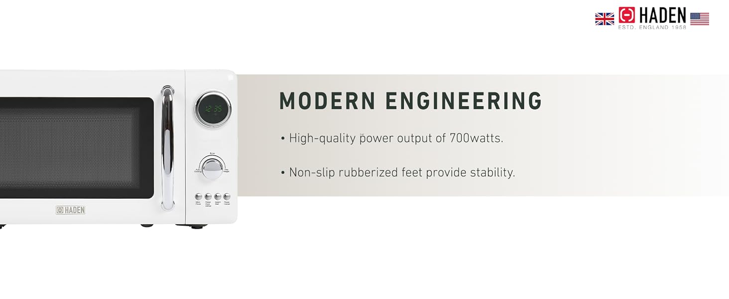 Haden 700 Watt 0.7 Cubic Foot Microwave Oven with Digital Controls, Ivory/Chrome