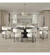 Mid-Century Modern Dining Chairs Set of 6, Armrest Barrel Dining Chairs Side Accent Chairs with C...