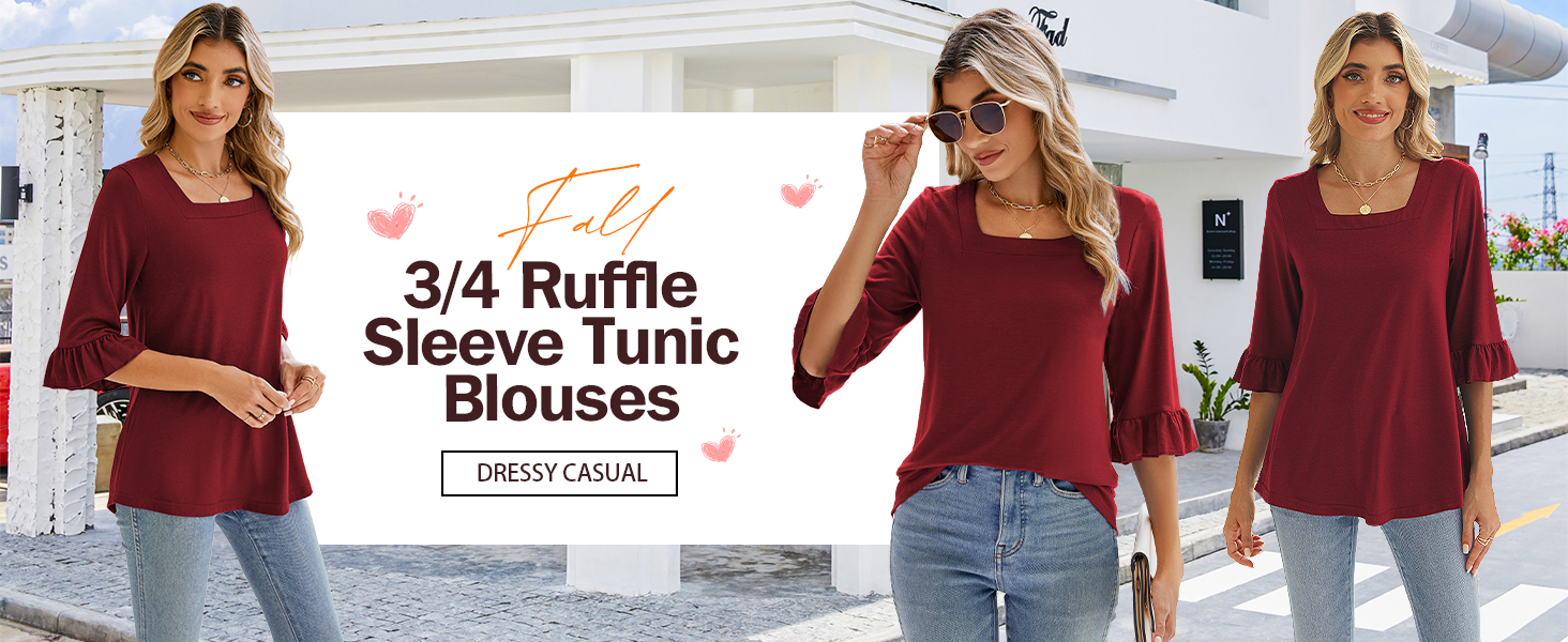 ruffle sleeve tops women
