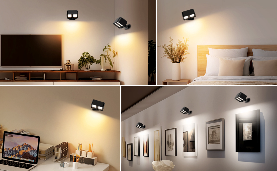 TNMOO Battery Operated Wall Lights, Rechargeable Night Light Wall