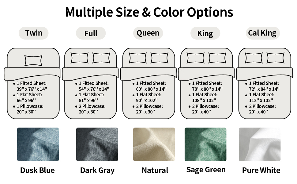 PureFit Premium LinenTextured Bed Sheets, Full Bed Sheet