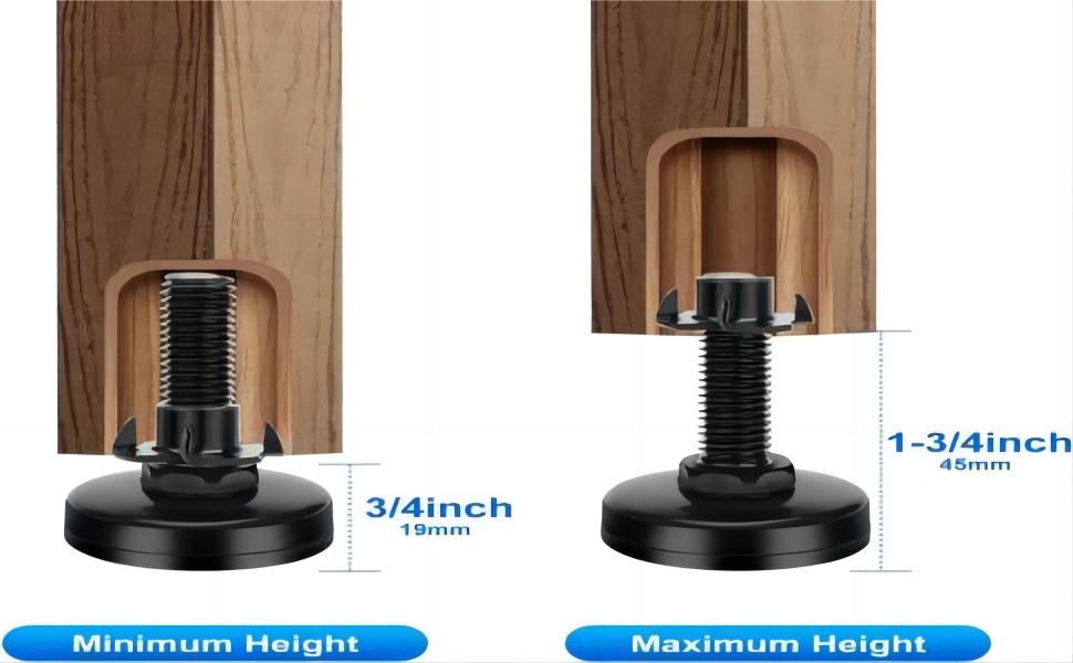 Furniture Levelers,4 Set Adjustable Feet Levelers, Black T