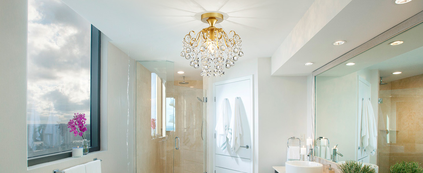 WUZUPS Crystal Chandelier Flushmount Ceiling Light