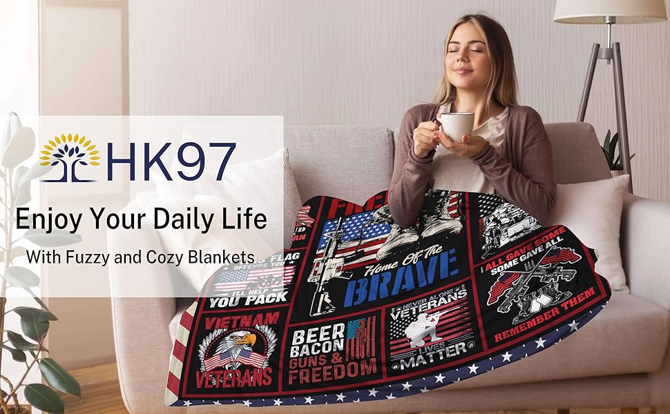 HK97 Veteran Blanket Gifts for Men, Vietnam Veteran Gifts