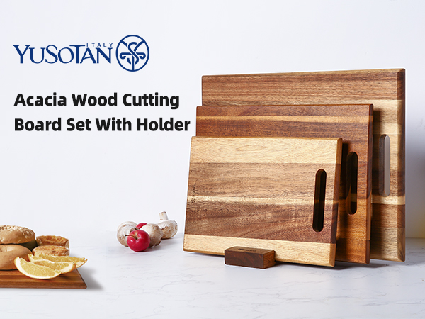 3-piece Acacia Wooden Cutting Board Set for Kitchen