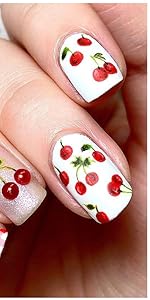 Flower Sequins Paillettes Cherry Nails Sticker Fruit Nail Art 3D Transfer Decals Acrylic Designs 