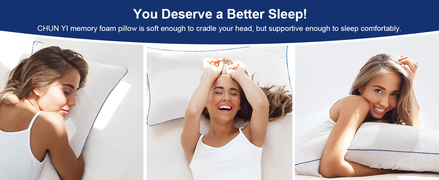 CHUN YI Shredded Memory Foam Pillows Queen Size Set of 2