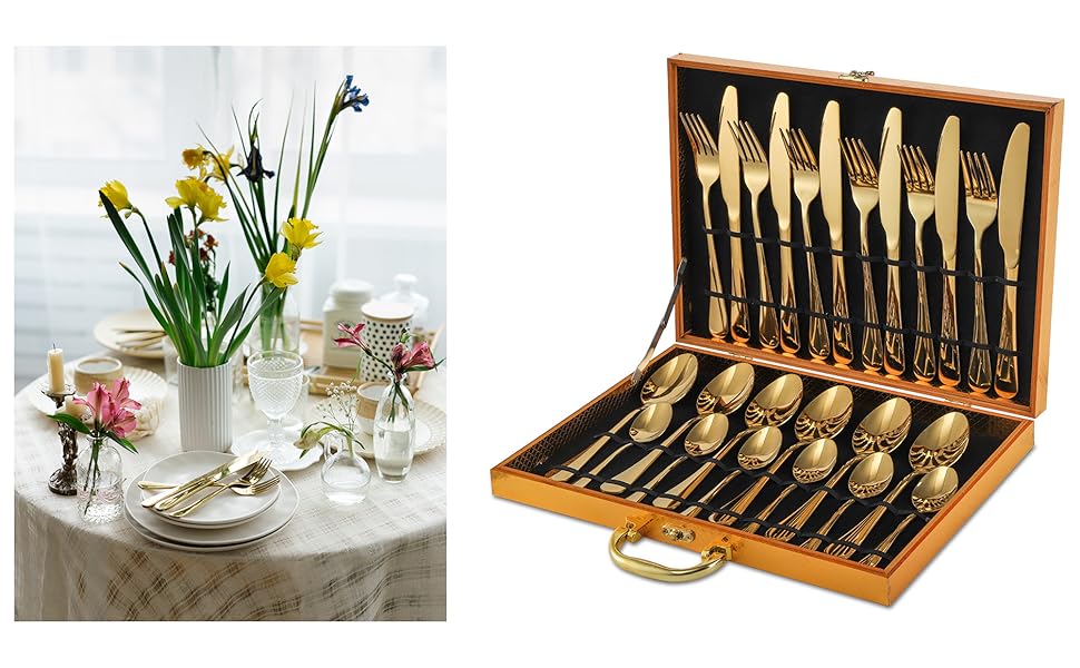 gold silverware set