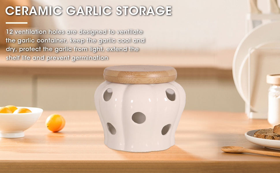 MEKBOK Garlic Keeper,Garlic Keeper for Counter,White