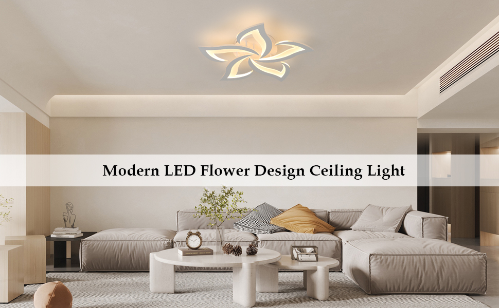 Goeco 60cm LED Ceiling Light 5 Head 48W 4200LM Modern Ceiling Light