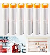 KUJIBGY 6 Pack Pre-Taped Masking Film,9 X 67 Ft Tape and Drape Clear Plastic Painters Masking Pap...