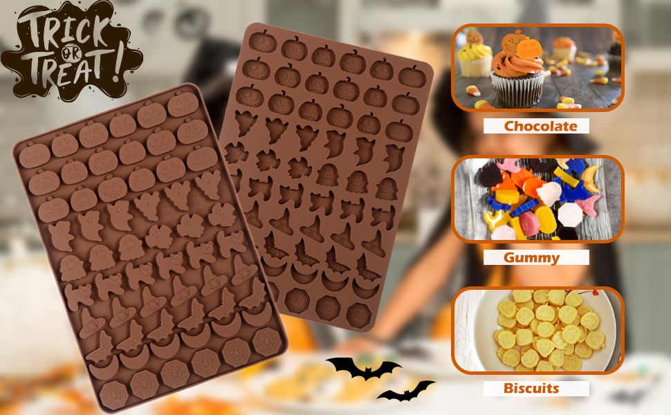 Kamehame Halloween Candy Gummy Mold, 2 Pieces 60 Cavity