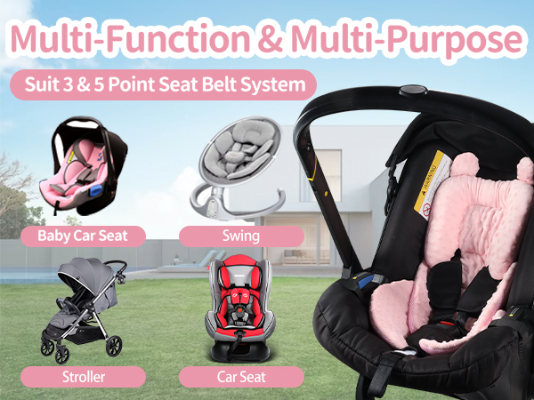 Pro Goleem Asiento Infantil De Automóvil Para Cabeza Y Cuello, Inserto De Asiento De Automóvil Para Recién Nacido, Ultra Suave Y Microfibra, Perfecto Para Asiento De Automóvil, Cochecito, Reversible 2