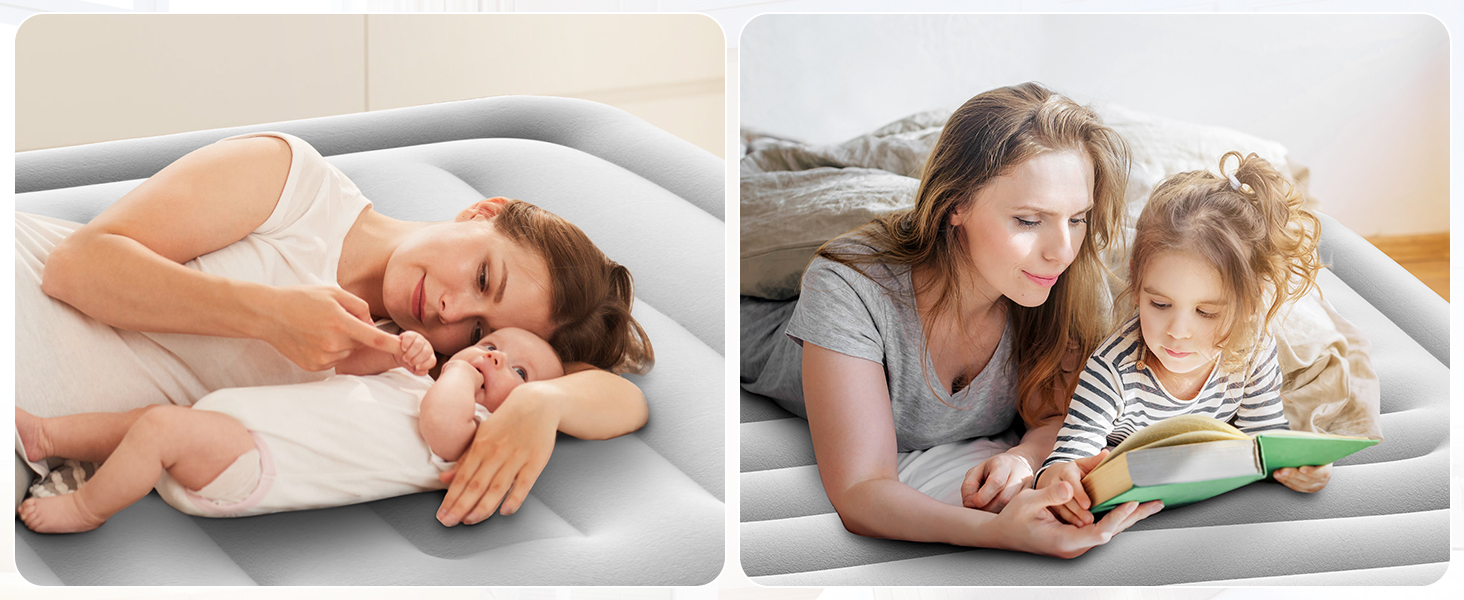 Airefina Queen Air Mattress with Headboard, FullSize Inflatable Bed