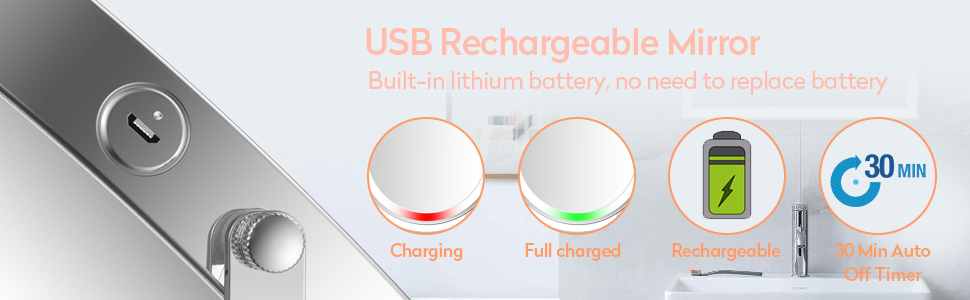 rechargeable LED makeup mirror