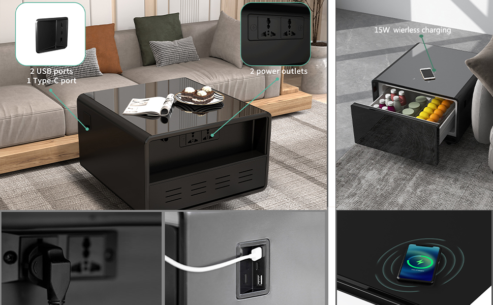 coffee table with fridge