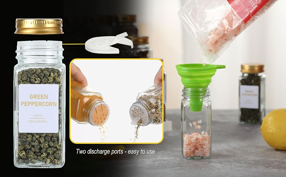 JARXSUN Glass Spice Jars with Label, 48 Pcs Spice Jars with