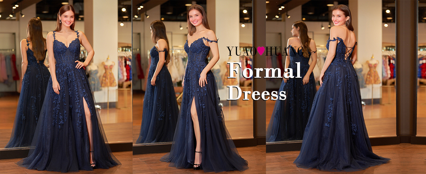 Vestidos de fiesta con apliques de encaje para adolescentes 2025, vestido de fiesta con tirantes finos y abertura