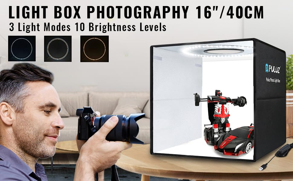 OBEST PULUZ Photo Studio Light Box,16" x 16" Professional Portable