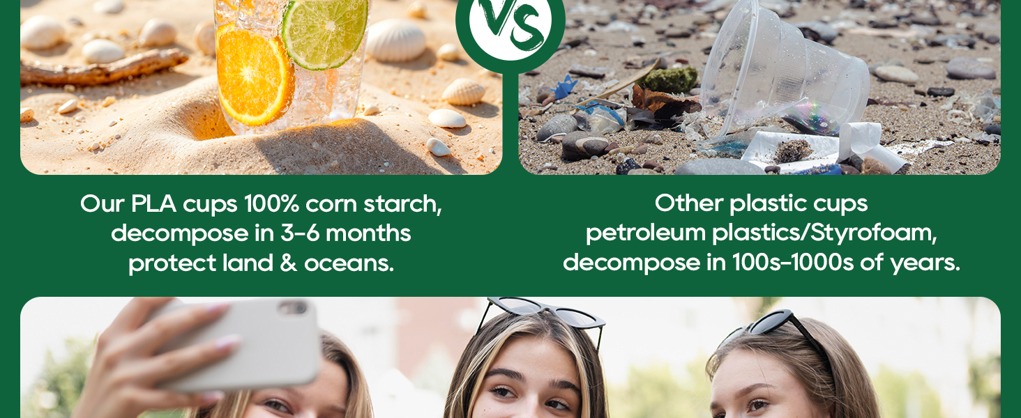 Compostable Plant Based Clear Cold Cups