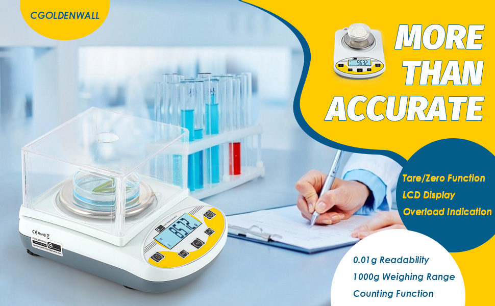 CGOLDENWALL Lab Digital Scales 0.01g Precision Analytical Electronic