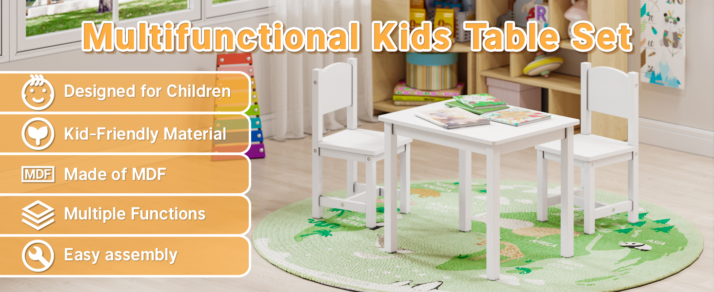 Timy Wooden Toddler Table and Chair Set for Kids Include 2