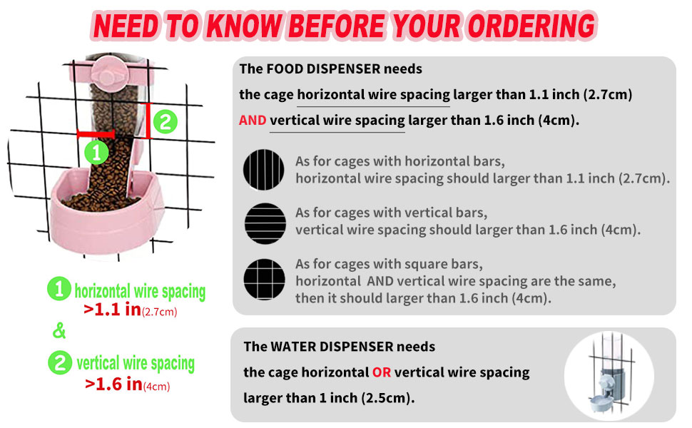 Rabbit Food and Water Bowls Set, Automatic Feeder Food