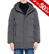 Orolay Men's Double Snap Winter Down Coat Thickened Jacket with Stand Collar