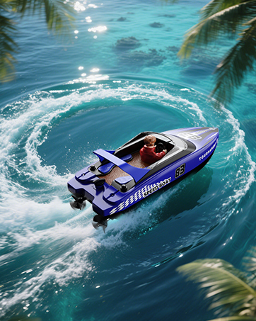 Remote Control Boat with LED Light RC Boat for Kids Adults Racing Boats for Pools and Lakes