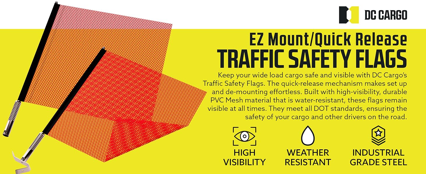 DC Cargo Quick Release Flag Mount Warning Flags for Truck