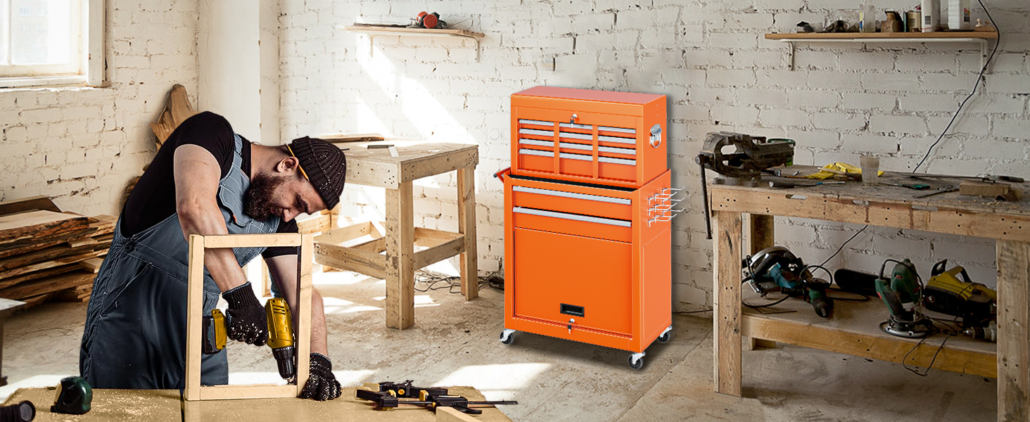 SPERTIKC Tool Chest, 8Drawer Rolling Tool Chest with