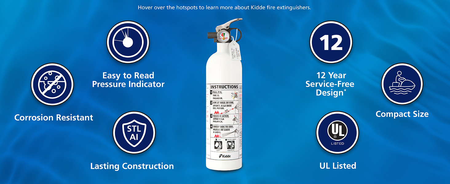 Kidde Mariner PWC Marine Fire Extinguisher for Boats, 5BC, 3.3 Lbs