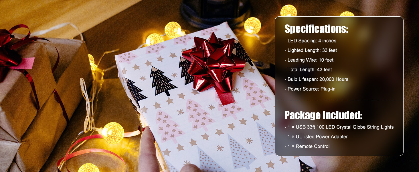 Globe string lights with remote