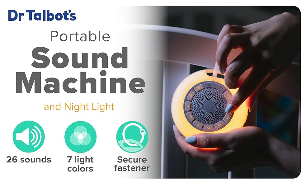 portable sound machine, sound machine, noise machine, night light, light, color changing light, baby