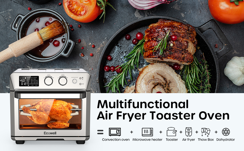 ECOWELL Air Fryer Toaster Oven Combo, 15in1 Airfryer