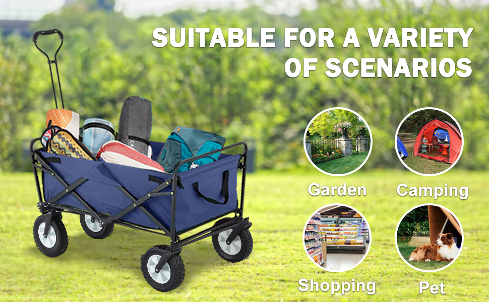 220 lbs Capaticy Folding Wagon, Utility Garden Cart