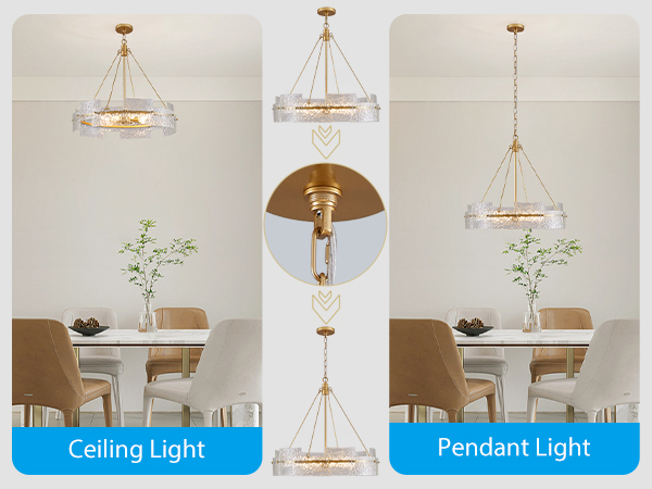 XINGQI Large 8-Light Modern Gold Glass Chandelier 26