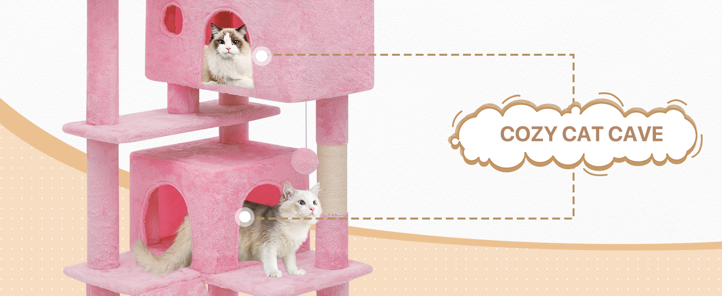 MoNiBloom Cat Tree, 54 Inch Cat Tree Tower with 2 Cat