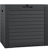 DWVO Louvered Large Deck Box, 31 Gallon Resin Outdoor Storage Box w/Lockable Lid and Side Handles...