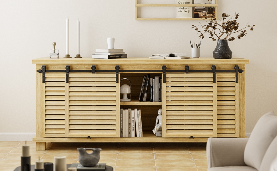 TOIMIOTOIM Cabinet Bypass Mini Sliding Barn Door Hardware Kit for 4 Doors