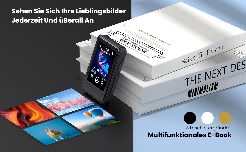 ZOOAOXO 64GB MP3 Player with Bluetooth 5.2, 2.4 Inch Full Touch Screen