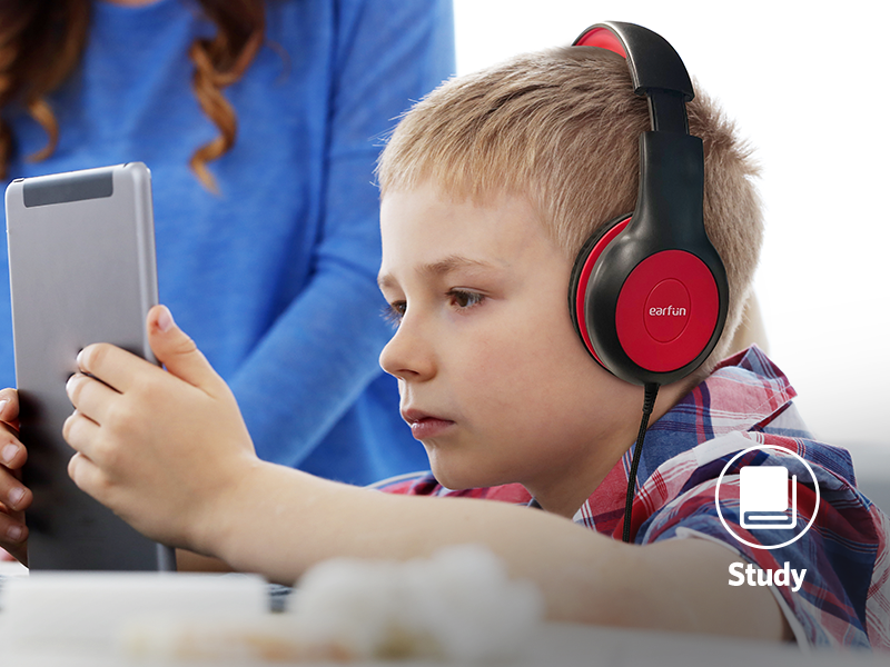 EarFun K1 Kids Headphones Wired with Microphone, 85/94dB Volume Limit