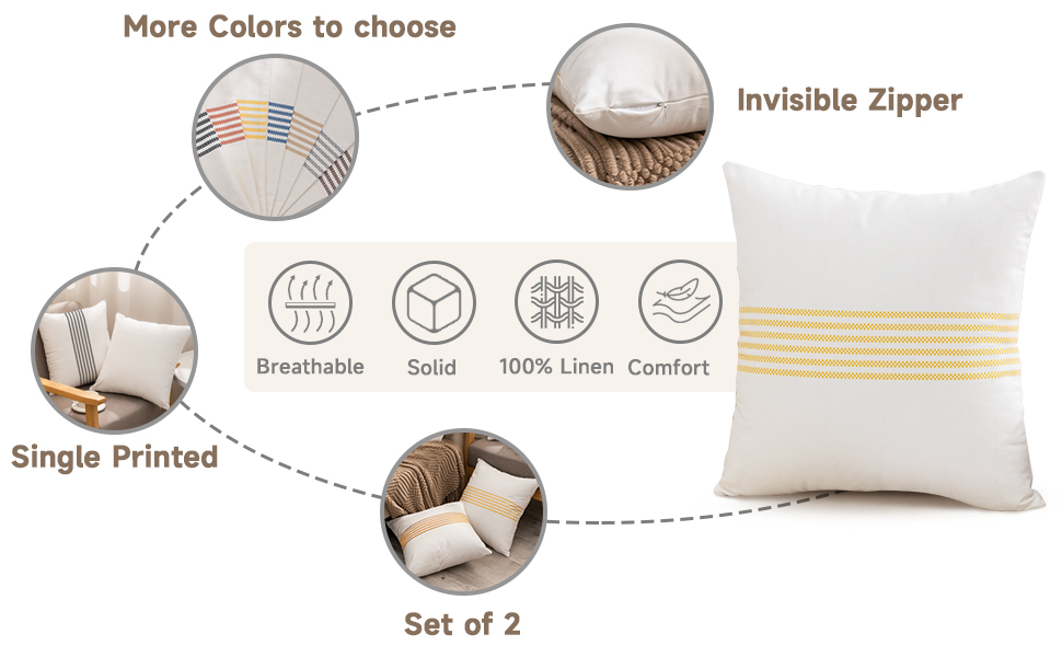 YCOLL Farmhouse Pillow Covers 16x16, Boho Throw Pillow