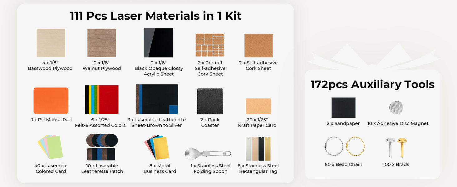 111pcs laser material in 1 kit